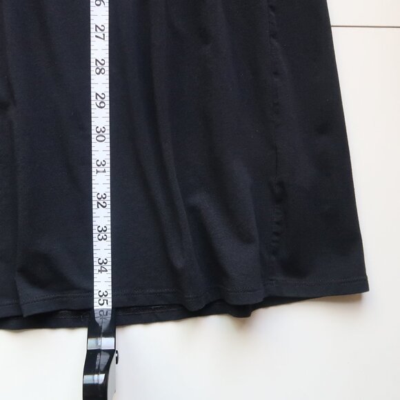 Garnet Hill Black Babydoll Jersey Dress Scoop Neck Elbow Sleeve Stretch Dress L - Picture 9 of 11